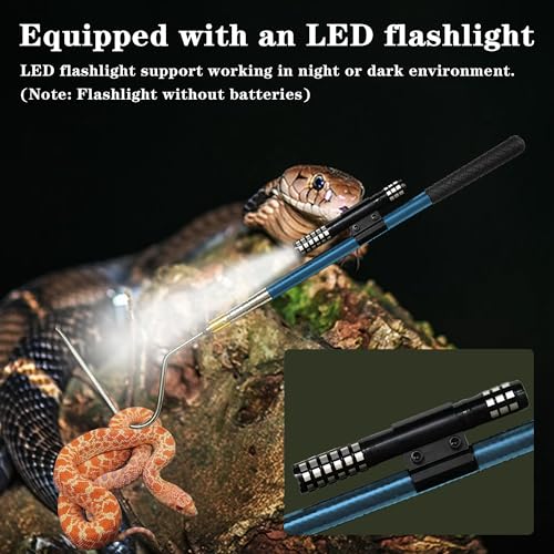 64 inch Snake Hook, Professional Reptile Catcher Handling Tool, Stainless Steel Retractable Pole | Pick-up Handling Tool Kit, For Catching Snakes, For Controlling Snakes, For Moving Snakes - color: BLUE