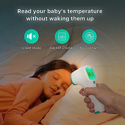 Non Contact Forehead Thermometer for Adults and Kids, Digital No-Touch Infrared Thermometer Temperature Gun for Baby ，3 Color Fever Alarm Accurate Reading 1s Fast Accurate Reading