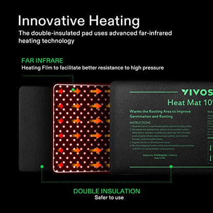VIVOSUN 10" x 20.75" Durable Waterproof Seedling Heat Mat | UL & MET-Certified Warm Hydroponic Heating Pad for Germination, Indoor Gardening, Greenhouse - size: 10"x20.75"