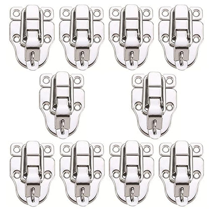 10Pack Metal Duckbilled Box Hasp Lock Toggle Latch Catch for Wooden Case Boxes Toolbox Silver