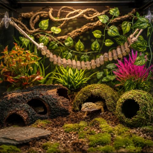 17 Pcs Bearded Dragon Tank Accessories Hermit Crab Accessories Natural Habitat Toy Artificial Moss and Plants Suction Cups for Lizard Chameleon Leopard Gecko Reptile Amphibian Tank Decoration - style: Mossy Style