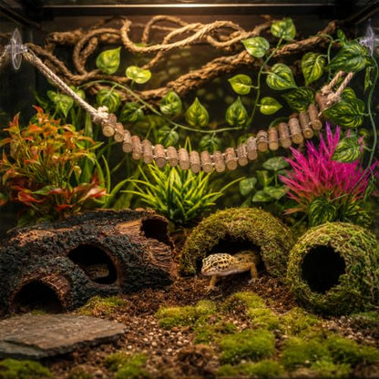 17 Pcs Bearded Dragon Tank Accessories Hermit Crab Accessories Natural Habitat Toy Artificial Moss and Plants Suction Cups for Lizard Chameleon Leopard Gecko Reptile Amphibian Tank Decoration - style: Mossy Style