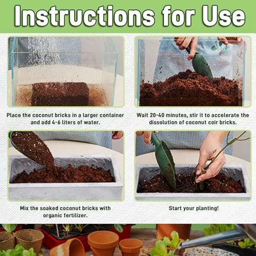 Coco Coir Brick for Plants, 2 Packs 100% Natural Organic Compressed Coconut Coir Fiber with Low EC & PH Balance, High Nutrition Coconut Soil Coco Fiber for Planting, Herbs - color: 2pack