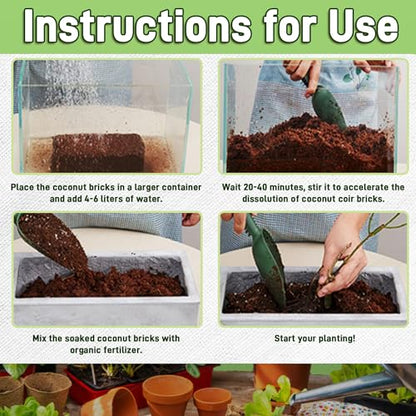 Coco Coir Brick for Plants, 2 Packs 100% Natural Organic Compressed Coconut Coir Fiber with Low EC & PH Balance, High Nutrition Coconut Soil Coco Fiber for Planting, Herbs - color: 2pack