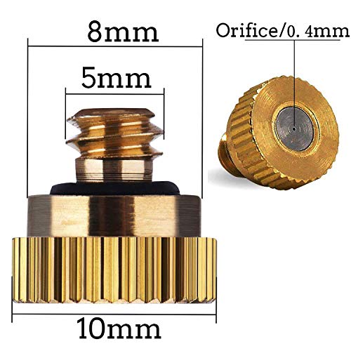 Mister Nozzles Brass For Outdoor Cooling System Low-Pressure Atomizer 22 pcs Orifice 0.016" (0.4 mm) 10-24 UNC - size: 0.4 mm
