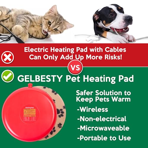 Gelbesty Original Pet Heating Pad Microwave, Snuggle Warming Safe Outdoor Newborn Kitten Puppy Pet Bed Warmer, Gel Reusable Heat Disc, Waterproof Heating Disk for Dog Cat Rabbit and Guinea Pig Gifts
