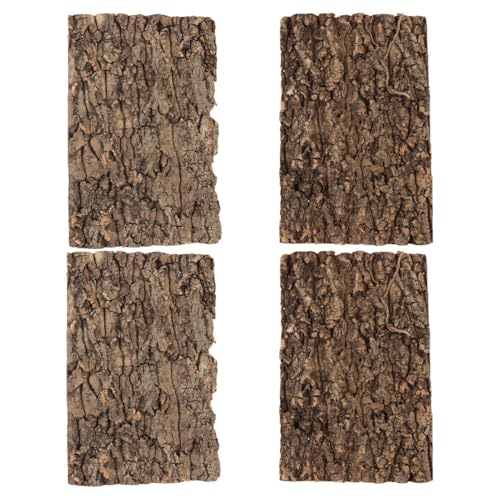 SHINEOFI Reptile Terrarium Bark Decor 4 Pack Natural Tree Bark Background for Reptile Tank Gecko Tank Decor Accessories 11.81 X 7.87 X 0.78 in Cuttable Habitat