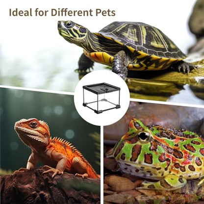 Mini Reptile Glass Terrarium 7.9 x 7.9 x 5.7, Full View Rainforest Vivarium Tank, Stackable Amphibian Enclosure Cage for Turtles, Geckos, Frogs, Hermit Crabs, No Installation Needed - size: 7.9"L x 7.9"W x 5.7"H