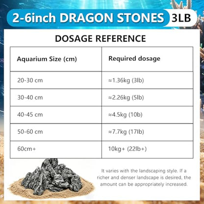 3 LB Aquarium Rocks Stones, 2-6 inches Natural Seiryu Stone, Fish Tank Decor Rocks for Fish Tank Landscaping, Bonsai, Gardens, Reptile Terrariums Paludarium Amphibian Enclosures Aquarium Decor