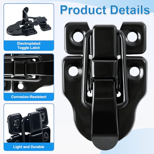 2 Pcs Small Hasp Latches for Wooden Boxes, Toggle Box Buckle Latch Lock Replacement, Duckbilled Chest Latches for Cabinet Storage Road Case Guitar Case Door Latch Hardware