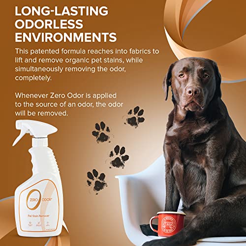 Zero Odor - Pet Stain Remover & Odor Eliminator - Permanently Remove Stain & Odor with Patented Technology Best for Carpet, Furniture, Floors, Pet Bed– Look and Smell Great, 16oz (Over 400 Sprays)