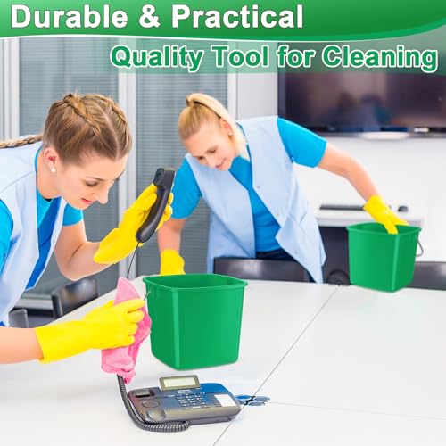 Zhehao 6 Pcs 3 Quart Bucket for Cleaning Small Sanitizer Bucket for Restaurant Square Plastic Pail with Handles for Home, Offices, Commercial Use, Food Service(Dark Green) - color: Dark Green