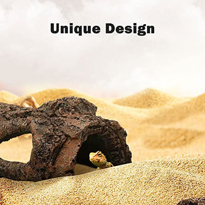 Aquarium Log Hideout, Fish Tank Cave Tree Trunk Resin Decor | Hollow log cave with multiple openings for fish to hide, rest, and swim through in aquariums or terrariums