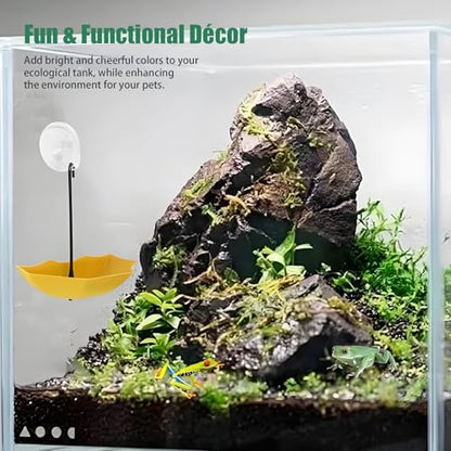 6-Pack Reptile Terrarium Decorations - Umbrella Shaped Frog Habitats with Suction Cups, Creative Climbing Platform & Feeding Dish for Tree Frog, Toad, Tadpole, Aquatic Pets