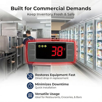XR06CX-4N1F1 120V Temperature Controller Compatible with Dixell, 120V | 120V, XR06CX-4N1F1 replacement, dual NTC probes, for commercial refrigerators and freezers - style: XR06CX-4N1F1