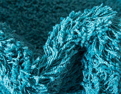 Unique Loom Solid Shag Collection Area Rug (2' 2" x 3' 1" Rectangle, Deep Aqua Blue) - color: Deep Aqua Blue, size: 2'2" x 3'1" (Rectangular)