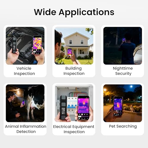 Wireless Thermal Camera 512×384 for Home HVAC Inspection | 256x192 IR, for Android & iOS, 2.8" LCD, -4°F~1022°F, for electrical, plumbing, cooking, DIY diagnostics