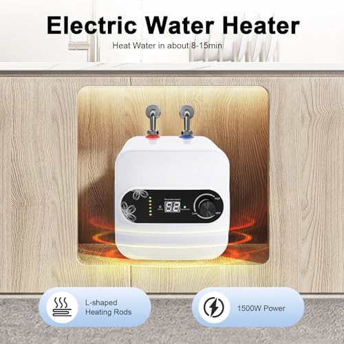 Small Tank Water Heater Electric, 2 Gallon Mini Under Sink Water Heater, 110V Tankless Water Heater Electric, 1500W Point of Use RV Water Heater for Rv Trailer Bathroom Cupboard (Top Water Outlet) - style: Top Water Outlet
