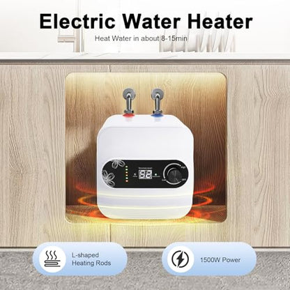 Small Tank Water Heater Electric, 2 Gallon Mini Under Sink Water Heater, 110V Tankless Water Heater Electric, 1500W Point of Use RV Water Heater for Rv Trailer Bathroom Cupboard (Top Water Outlet) - style: Top Water Outlet