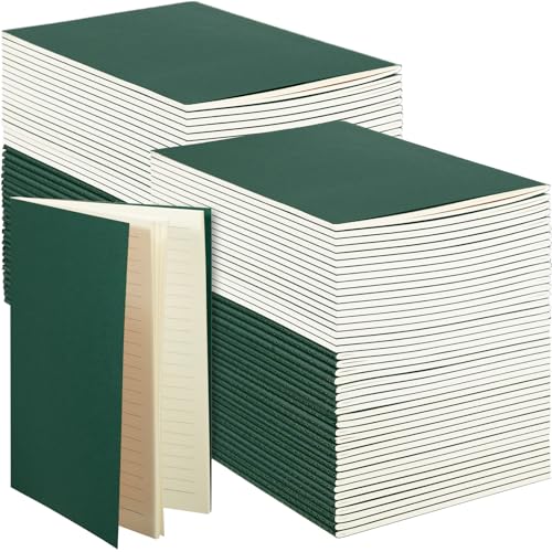 100 Pcs Journals Notebooks Bulk - Kraft Softcover A5 Small Notebooks 5.5 Inch x 8.3 Inch Notepads with 60 Page 30 Sheet for Writing Sketch Travel Office Supplies(Green,Lined) - color: Green, style: Lined