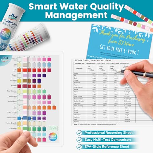 22 in 1 Water Test Kits - 125 Strips Drinking Water Test Kit, Home Tap and Well Water Tester for Bacteria pH Hardness Lead Iron Copper Chlorine Cyanuric Acid