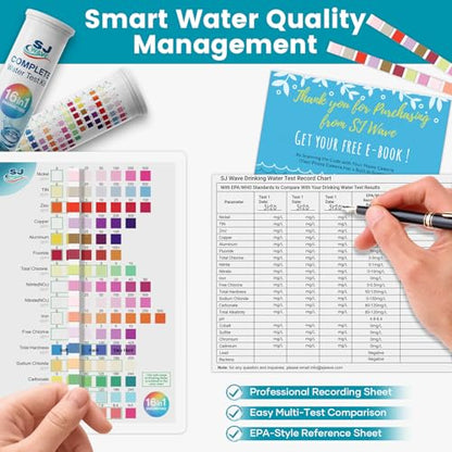22 in 1 Water Test Kits - 125 Strips Drinking Water Test Kit, Home Tap and Well Water Tester for Bacteria pH Hardness Lead Iron Copper Chlorine Cyanuric Acid