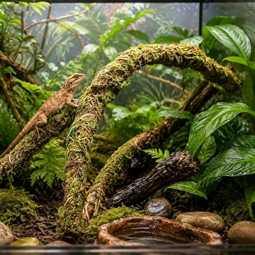 Moss Vine for Hermit Crabs and Snails, 12.2 Inch Simulation Moss Rope Climbing Toy, Adjustable Terrarium Decor for Hermit Crab Habitat, Also for Geckos, Lizards, Frogs, and Small Snakes