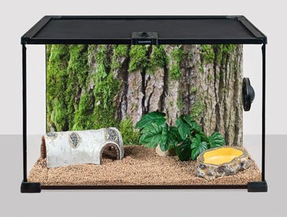 48X24 Inch Tropical Moss & Bark Reptile Tank Background – Realistic Forest Trunk Texture Moisture-Friendly Polyester Backdrop for Dart Frogs & Crested Geckos - size: 48X24in