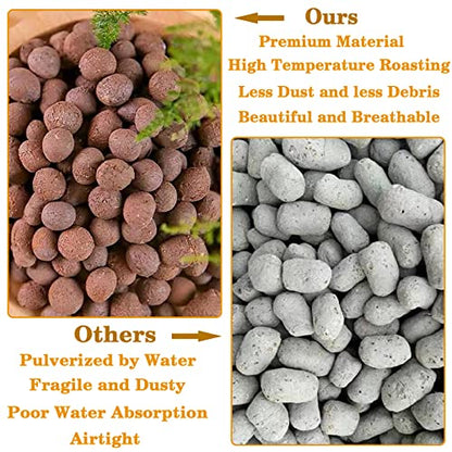 7LB Leca Clay Pebbles for Plants, 4mm-16mm Clay Balls for Hydroponic | Drainage, Reusable, Aeration, Moisture Retention, Lightweight, Natural Leca for Orchids, Succulents, Terrariums, Aquaponics - size: 7LB