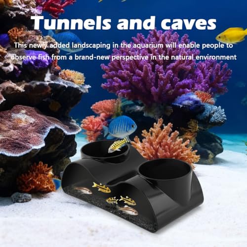 Aquarium Underground Tunnel Cave Fish & Shrimp Under Gravel Tunnel Aquarium Cave Hideout Shrimp and Fish Hiding Caves Shrimps Hideout(Size:Double Holes) - size: Double holes