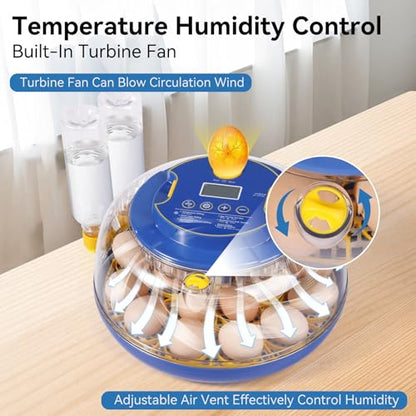 18 Egg Incubators for Hatching Eggs, Chicken Egg Incubator with Automatic Egg Turning and Temperature Humidity Control, 360° Clear View Lid or Home, Farm, Classroom, Hatching Chicken, Duck,Quail,Goose - size: 18 Egg Incubators