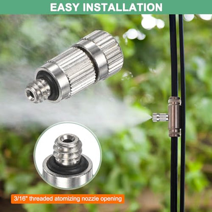 M METERXITY 20-Pack Brass Misting Nozzles, 0.006"/0.15mm Orifice Mister Nozzles Brass, High Pressure Spray Misting Nozzle Head for Outdoor Cooling System/Greenhouse/Landscaping [3/16] - size: 0.15mm