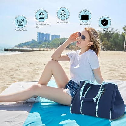 Hibala Neoprene Multipurpose Beach Bag,Gym/Travel/Pool Bag,Tote For Women&Men - color: Blue