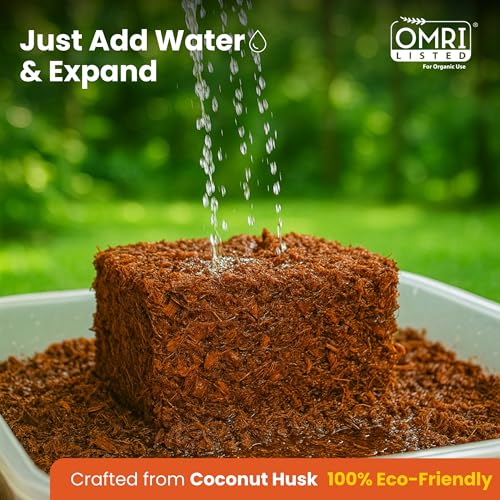 Coco Chips for Plants (500g Bricks, 6-Pack) - Organic Coconut Husk Chips for Potting, Garden & Seed Starter Soil - Coconut Mulch for Garden & Plants - size: 6 Pack Coco Husk Brick (6.6 lb)