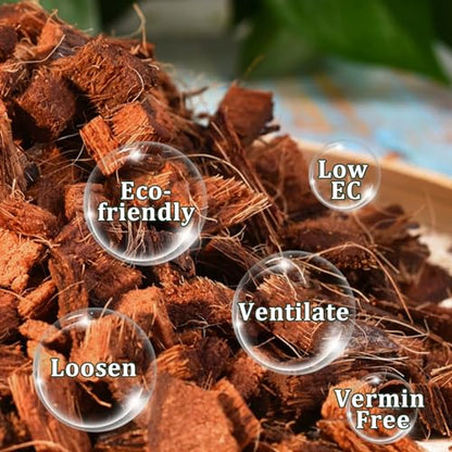 Coco Husk Chips Coconut Substrate for Garden Potting Soil Coconut Brick for Indoor Outdoor Flowers Plants Compressed Low EC Coco Husk Mulch for Garden Coconut Substrate for Reptiles