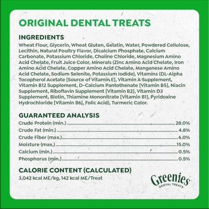 Greenies Large Natural Dental Dog Treats, Original Flavor, 12 Count | Veterinarian-recommended, cleaner teeth after 28 days, clean to gumline, for dogs 50-100 lbs, original chicken flavor - size: 12 Count (Pack of 1)