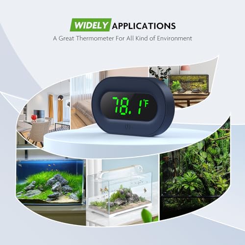 PAIZOO LED Aquarium Thermometer Digital Highly Accurate Replaceable Battery | Wireless Temp Measurement, Accurate to ±0.9℉, Switch Between ℉/℃, Stick On Fish Tank Thermometer for Fish, Betta, Aquatic - size: Green Display