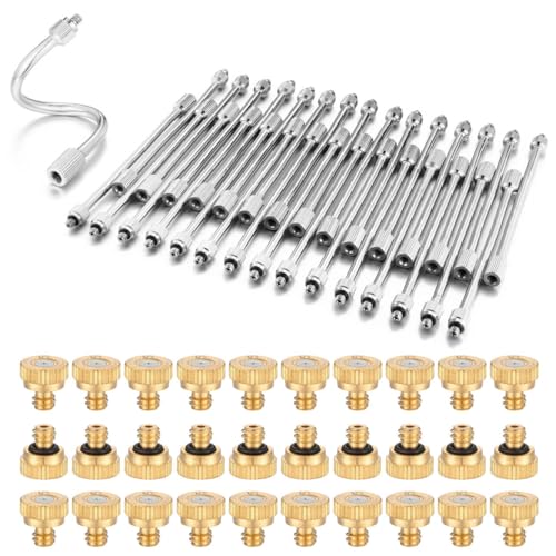 CozyCabin 30Pcs Flexible Mister Extensions with 30pcs Brass Misting Nozzle Kits, 5.9 Inch Brass Mist Rod for Mister Nozzles, Bendable Copper Extended Pole 10/24 UNC Thread for Outdoor Cooling System - color: 30pcs Mister Extensions with 30pcs Nozzles