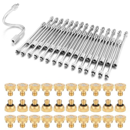 CozyCabin 30Pcs Flexible Mister Extensions with 30pcs Brass Misting Nozzle Kits, 5.9 Inch Brass Mist Rod for Mister Nozzles, Bendable Copper Extended Pole 10/24 UNC Thread for Outdoor Cooling System - color: 30pcs Mister Extensions with 30pcs Nozzles