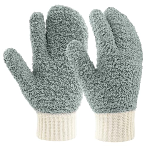 MIG4U Microfiber Dusting Gloves House Cleaning Glove for Blinds, Windows, Shutters, Furniture, and Car, Reusable Lint-Free Gray S/M - color: Gray Mitten 1 Pair, size: Small-Medium