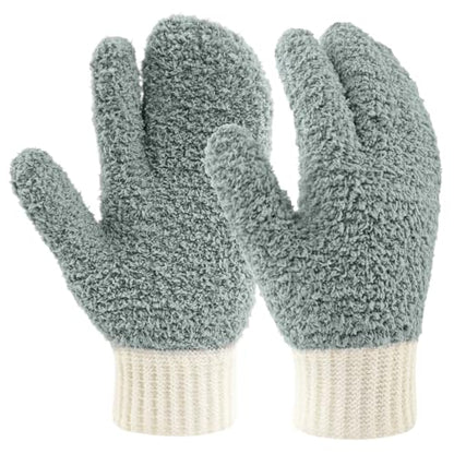 MIG4U Microfiber Dusting Gloves House Cleaning Glove for Blinds, Windows, Shutters, Furniture, and Car, Reusable Lint-Free Gray S/M - color: Gray Mitten 1 Pair, size: Small-Medium