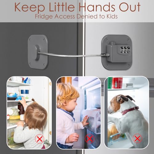 Refrigerator Lock, Combination Lock for Refrigerator Cabinets, Drawers, Heavy Duty Fridge Lock, Easy Install No Keys Needed (Gray-1Pack) - color: Grey-1Pack