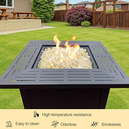 10 Pounds Fire Glass 1/2 Inch High Reflective Tempered Firepit Glass | Gold Rocks for Fireplace, Fire Pit Table, Fire Bowl and Landscaping & DIY Crafts - color: Gold, size: 1/2 inch, 10lb