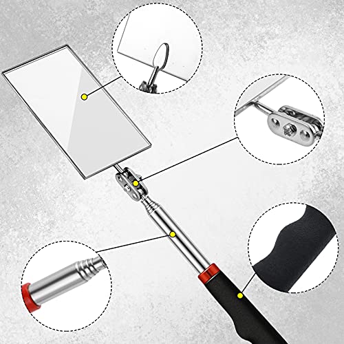 3 Pieces Telescoping Inspection Mirror Round Square Mirror Inspection Tool for Checking Vehicle, Observing Eyelashes Mouth and Other Small Parts(Oval, Square, Round Style) - style: Oval, Square, Round