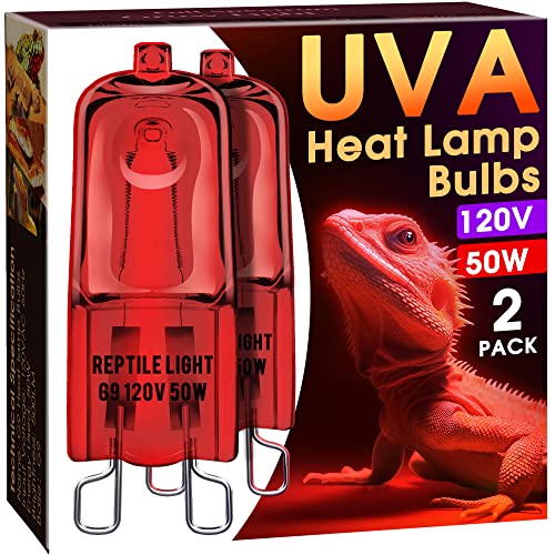G9 Infrared Heat Lamp Bulbs for Reptile Mini Reptile Light Red | 2 Pack Dimmable Night Red UVA Reptile Heat Lamp, 2 Pin Base Mini Heat Bulbs 50W, Bearded Dragon Turtle Lizard - color: Red, size: G9 Heat Bulb