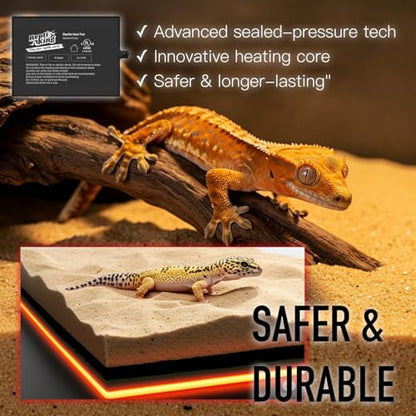 Reptile Heat Pad, 8" X 12" 16W, Heating Pad for Reptile Tank, Lizard, Snake, Bearded Dragon, Hermit Crab, Leopard Geckos Terrarium Heating Mat, Safe & Durable Heat Pad for Reptiles - size: 16W Reptile Heat Pad