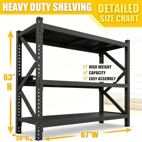 Aquarium Stand Fish Tank Stand 1600LBS Metal Shelving Adjustable Heavy Duty Storage Shelves Display Shelves Utility Shelf for Turtle Tank, Reptile Terrarium, 63" H×67" W×20" D, Black(Tank not Included) - size: 63"H × 67"W × 20"D