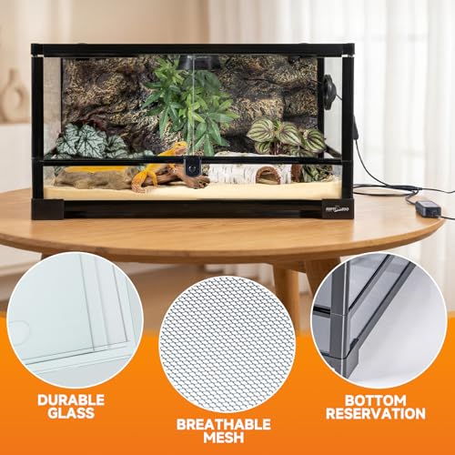 REPTIZOO 5-in-1 Reptile Terrarium Starter Kit, 20 Gallon Reptile Tank with Built-in Heating System PID Digital Thermostat & UVB Light (5.0&10.0 Adjustable) & Reptile Hide Cave & Feeding Dish - size: 5-in-1 Starter Kit