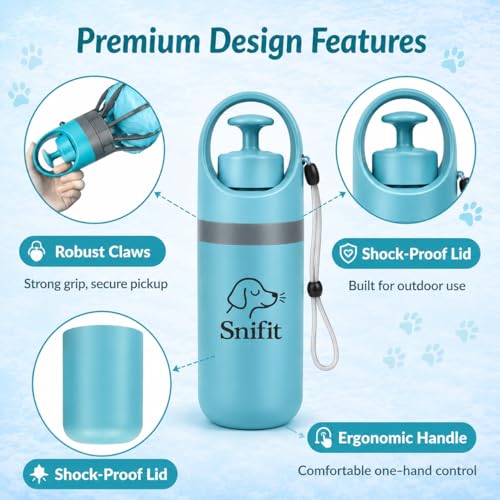 Dog Pooper Scooper for Small Medium Dogs - Portable Eco-Friendly Lightweight Poop Scooper for Dogs, Mini Waste Picker for Lawn, Grass, Gravel, and Easy to Carry (7.4 x 2.8in) Blue