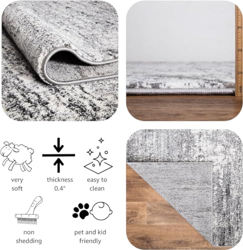 Keen Home Design Runner Rugs - 32"x119" Non-Shedding, Thick Pile Abstract Rugs for Kitchen, Living Room, Bedroom, Dining Room, Entryway - Size: 2'8" x 9'11", Abstract Cream/Grey - color: Abstract Cream/Grey, size: 2'8" x 9'11" (Runner)
